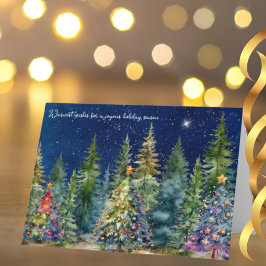 Night Sky Christmas Tree Forest Holiday Card Feiertagskarte