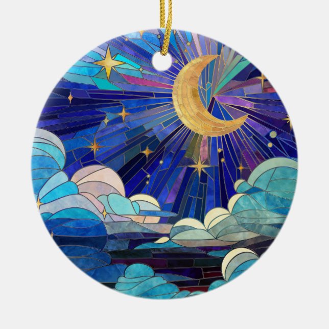 Night Sky - Digital Art Mosaik Keramik Ornament (Vorne)