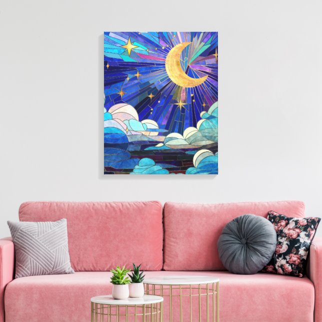 Night Sky - Digital Art Mosaik Leinwanddruck (Insitu (Wohnzimmer))