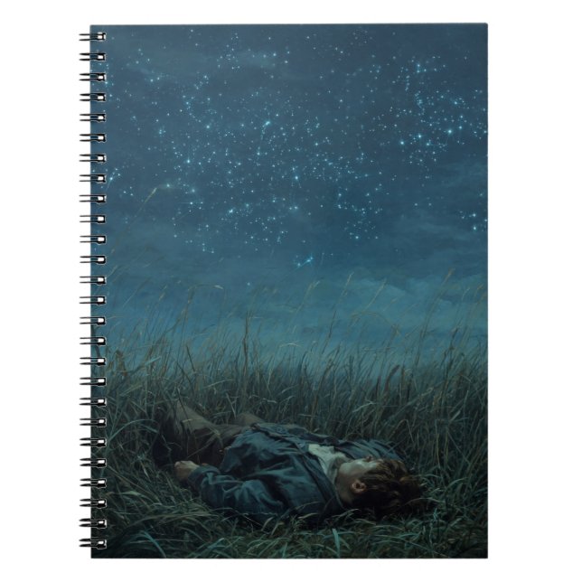 Night Sky Dreamer Grassfield Notebook Notizblock (Vorderseite)