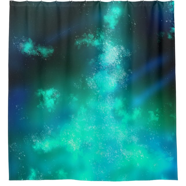 Night Sky Emerald Green Duschvorhang (Vorderseite)