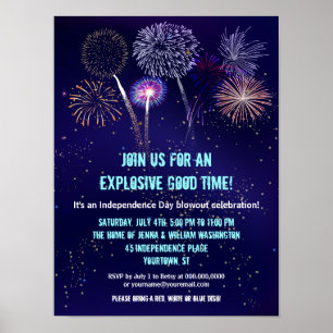 Night Sky Fireworks 4. Juli Event Poster