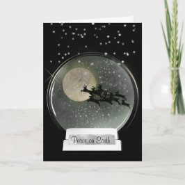 Night Sky Flying Rentier Snow Globe Weihnachten Karte