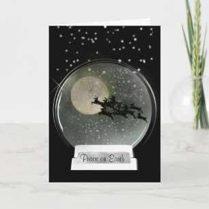 Night Sky Flying Rentier Snow Globe Weihnachten Karte