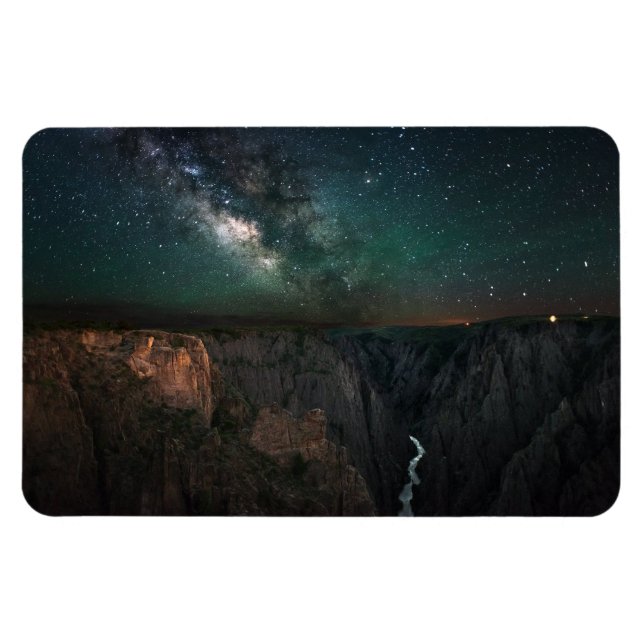 Night Sky Galaxy Landscape Foto Magnet (Horizontal)