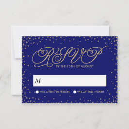 Night Sky Gold Stars Extravagant Wedding RSVP Karte