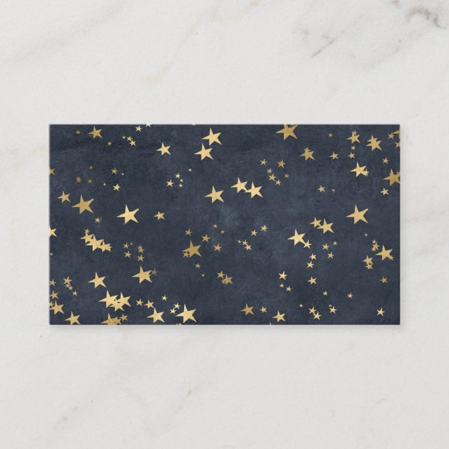 Night Sky Golden Stars Astrologie Grau Blau Visitenkarte (Vorderseite)