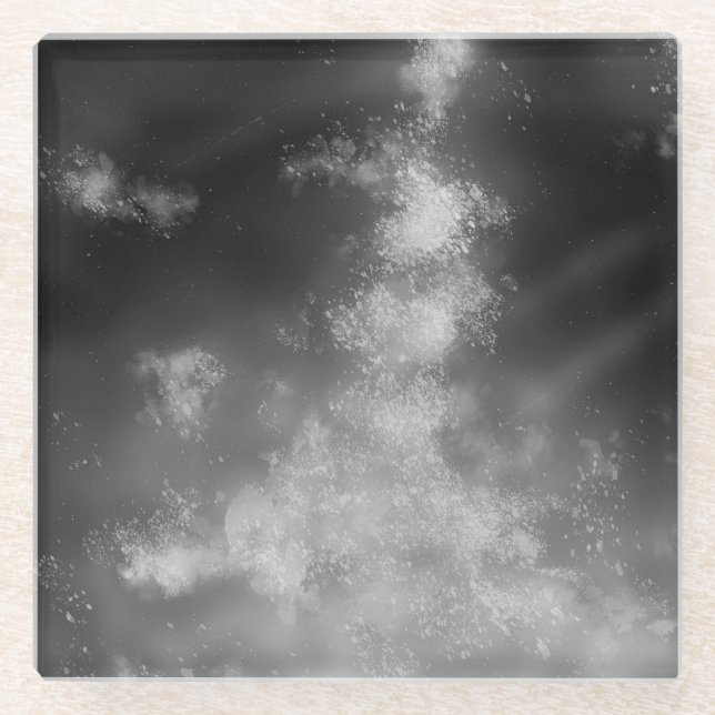 Night Sky Gray Monochrome Glass Untersetzer (Vorderseite)