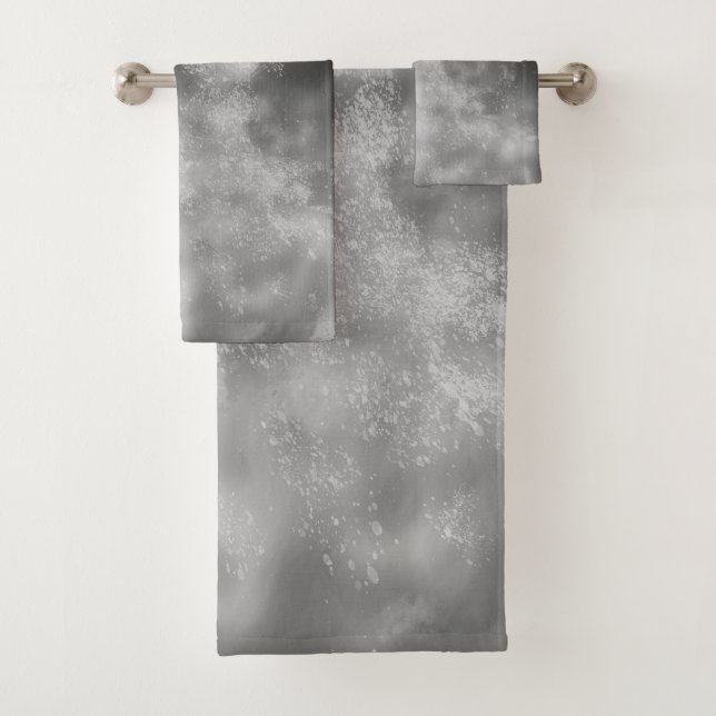 Night Sky Gray Monochrome Handtuch Badhandtuch Set (Insitu)