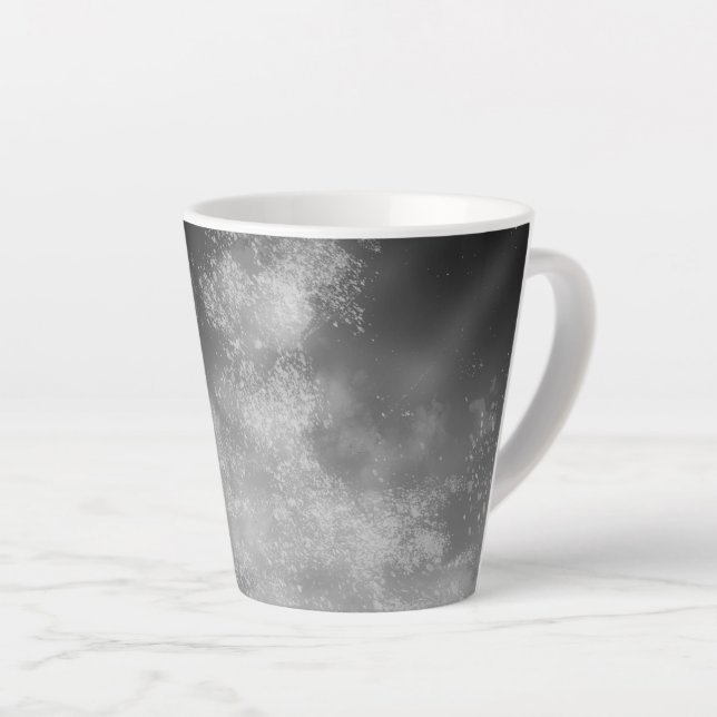 Night Sky Gray Monochrome Latte Tasse (Rechte Ecke)