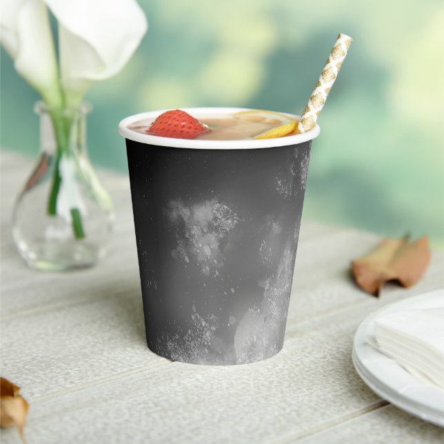 Night Sky Gray Monochrome Paper Cup Pappbecher (In Situ)