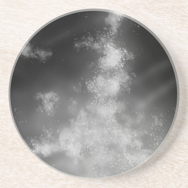 Night Sky Gray Monochrome Sandstone Untersetzer (Vorne)