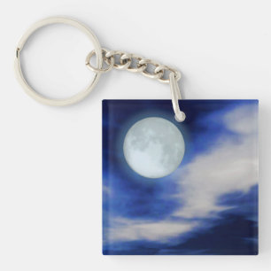 Night Sky mit Mond und Wolken Schlüsselanhänger