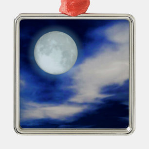 Night Sky mit Mond und Wolken Silbernes Ornament