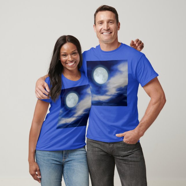 Night Sky mit Mond und Wolken T-Shirt (Unisex)