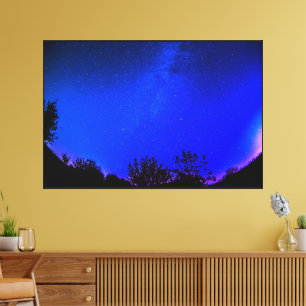 Night Sky mit Stars ramed Matte Black Wood Frame Leinwanddruck