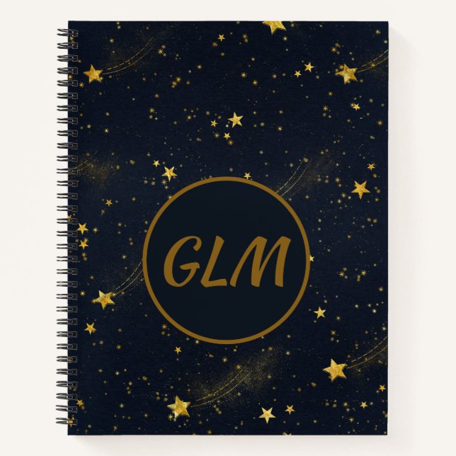 Night Sky Monogram Sketch Notizbuch (Vorderseite)