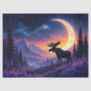 Night Sky Moose Crescent Moon Lavender Seidenpapier