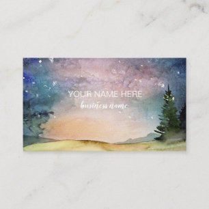 Night Sky Nature Watercolor Business Card Visitenkarte