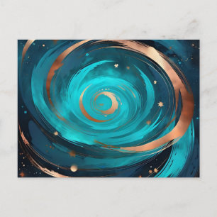 Night Sky Nebula Türkis und Kupfer Metallic Postkarte
