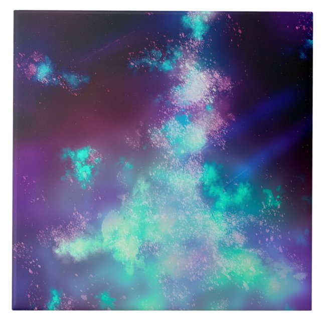 Night Sky Neon Lights Keramik Tile Fliese (Vorderseite)