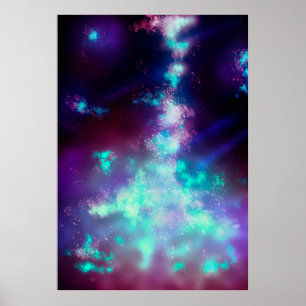 Night Sky Neon Lights Poster