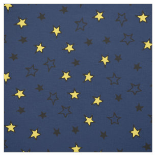 Night Sky Niedlich Yellow Stars auf Navy Blue Patt Stoff