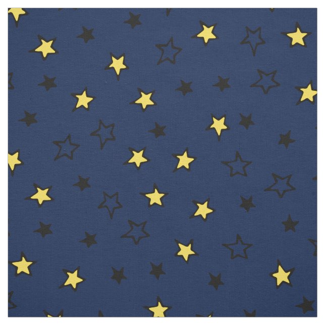 Night Sky Niedlich Yellow Stars auf Navy Blue Patt Stoff (Muster)