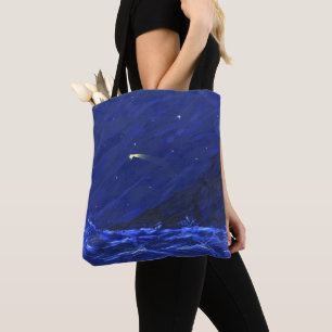 Night Sky Ocean Cliff Shooting Star Leinwand