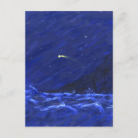Night Sky Ocean Cliff Shooting Star Leinwand