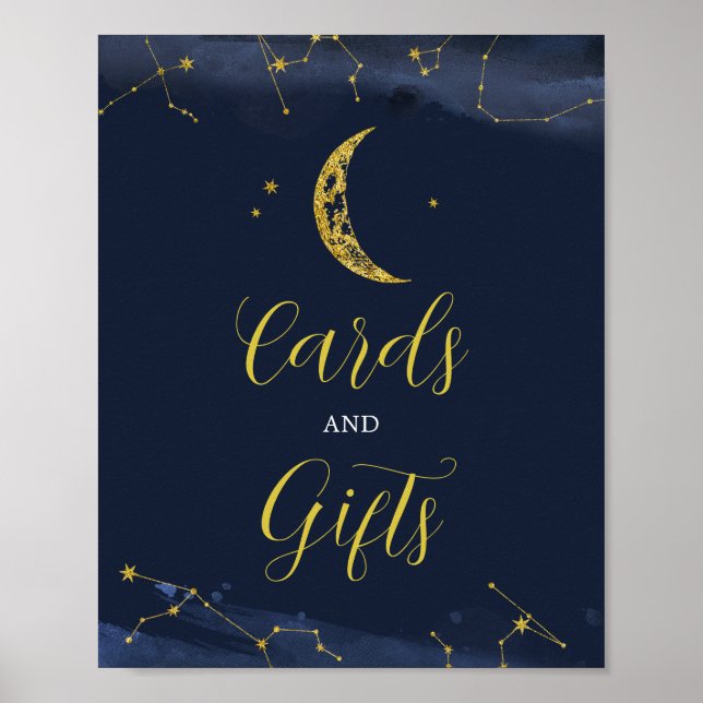 Night Sky Over Moon Baby Shower Cards und Geschenk Poster (Vorne)