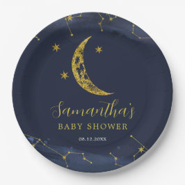 Night Sky Over the Moon Baby Shower Paper Plate Pappteller