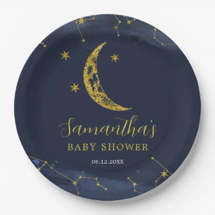 Night Sky Over the Moon Baby Shower Paper Plate Pappteller