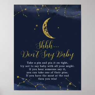 Night Sky Over the Moon Baby Shower Say Baby nicht Poster