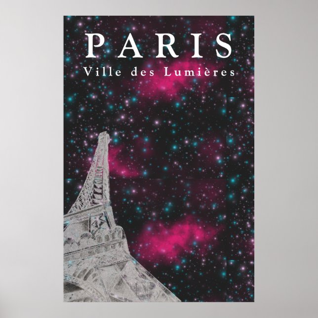 Night Sky Paris Eiffel Tower Poster (Vorne)