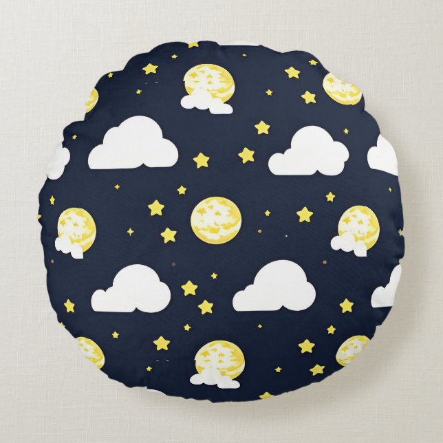 Night Sky Pattern Rundes Kissen (Vorderseite)
