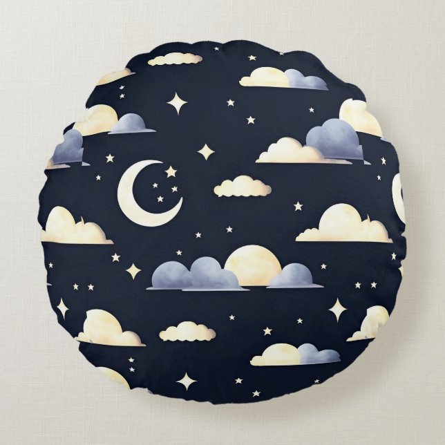 Night Sky Pattern Rundes Kissen (Vorderseite)