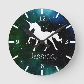 Night Sky Personalisiert Unicorn Runde Wanduhr