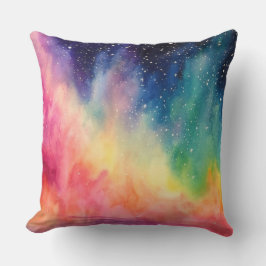 Night Sky Rainbow Abstrakte Aquarellbilder Kissen