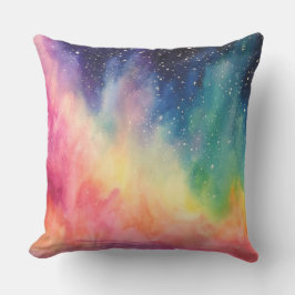Night Sky Rainbow Abstrakte Aquarellbilder Kissen