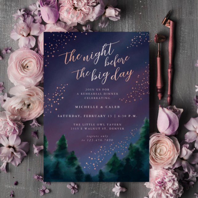 Night Sky Rose Gold Probe Dinner Einladung (Von Creator hochgeladen)