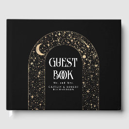 Night Sky Stars Celestial Black Wedding Gästebuch