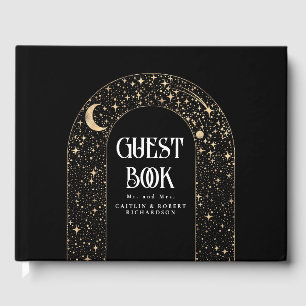 Night Sky Stars Celestial Black Wedding Gästebuch