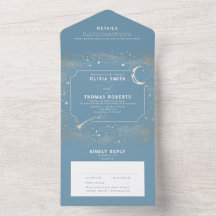 Night Sky Stars Celestial Dusty Blue Wedding