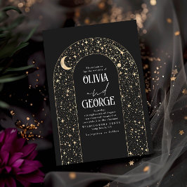 Night Sky Stars Celestial Romantic Black Wedding Einladung