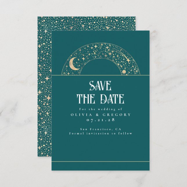 Night Sky Stars Celestial Save the Date (Vorne/Hinten)
