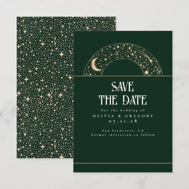 Night Sky Stars Celestial Save the Date (Vorne/Hinten)