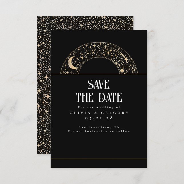 Night Sky Stars Celestial Save the Date (Vorne/Hinten)