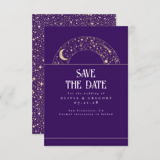Night Sky Stars Celestial Save the Date (Vorne/Hinten)