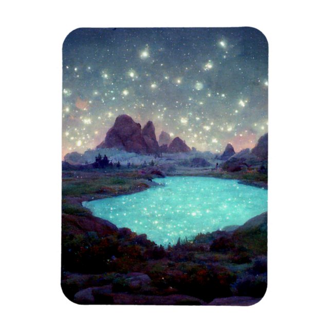 Night Sky Stars Fantasy Landschaft Magnet (Vertikal)